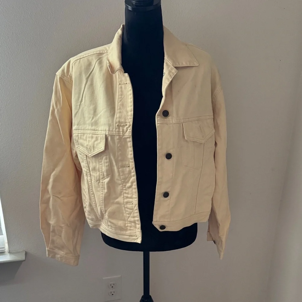 Eddie Bauer Cream‎ Button-Up Jean Jacket 100% cotton Sz LG